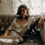 Woman lounging in confetti